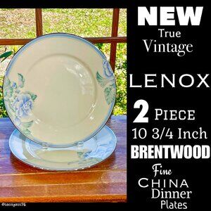 ▪️NWT▪️VTG▪️LENOX▪️2 Piece 10.75" BRENTWOOD Floral Ivory Platinum Trim China